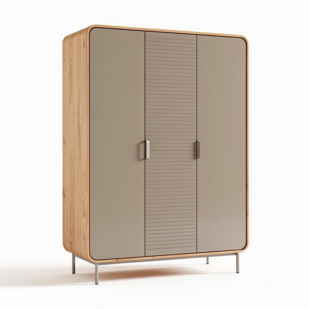 Armario de madera y melamina en color beige con medidas 80 x 40 x 180cm