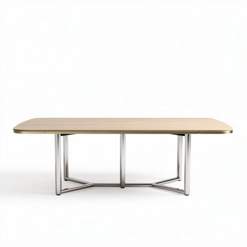Mesa rectangular de madera de pino con patas de acero 150 x 80 x 75cm