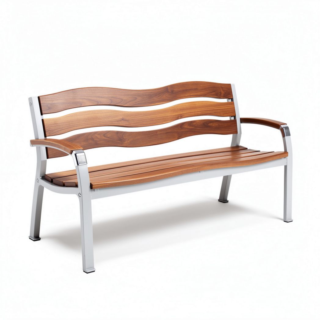 Banco de exterior de madera y metal 150 x 60 x 80cm para jardín