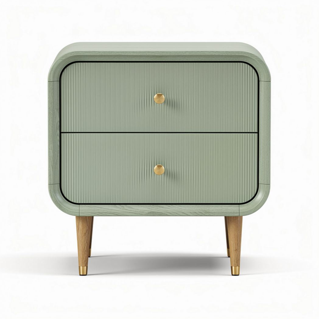 Mesita de noche de madera verde con dos cajones 60 x 40 x 50cm