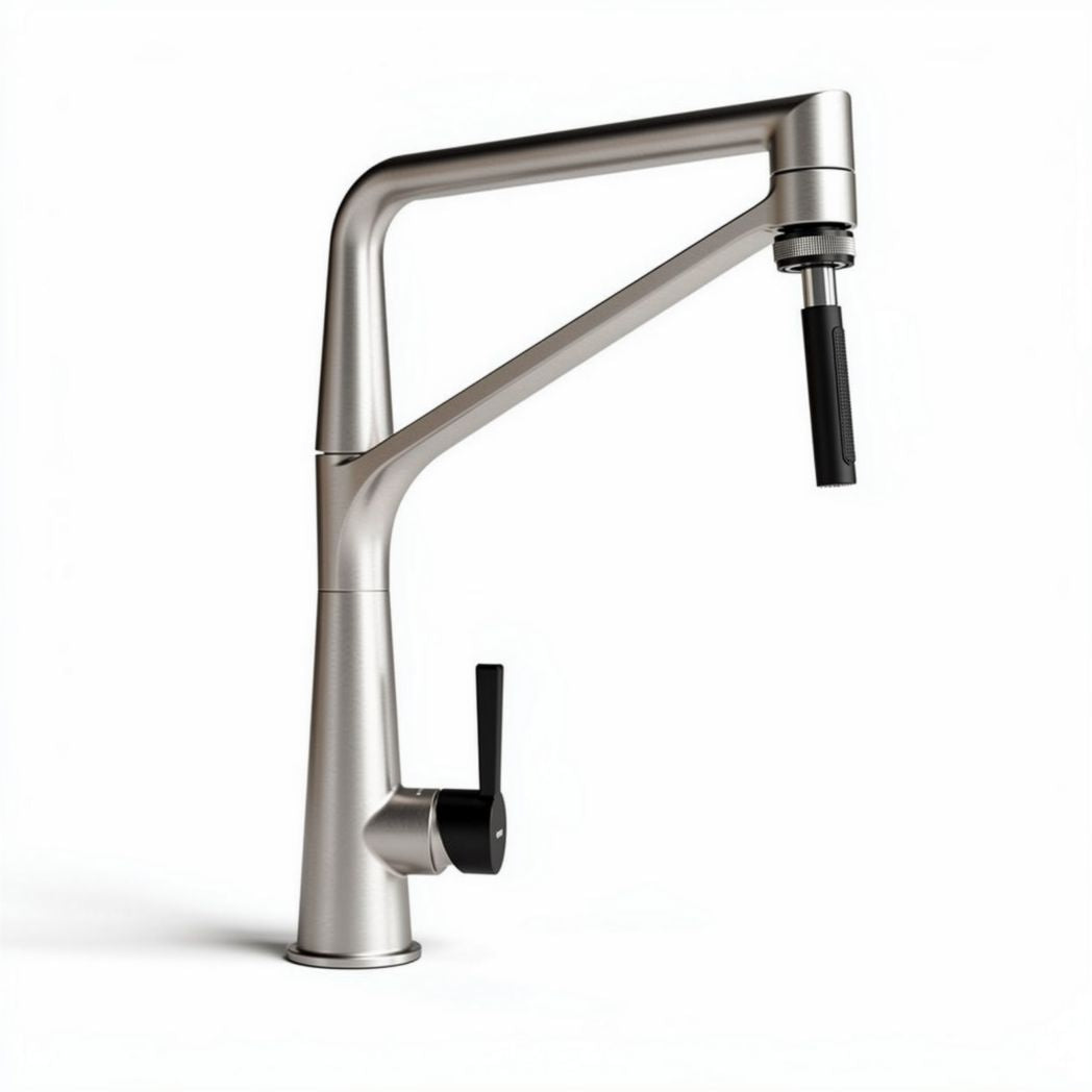 Grifo de cocina de acero inoxidable con sistema extraible y altura ajustable