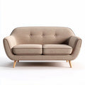 Sofá de dos plazas en tela beige con estructura de madera 160 x 80 x 75cm