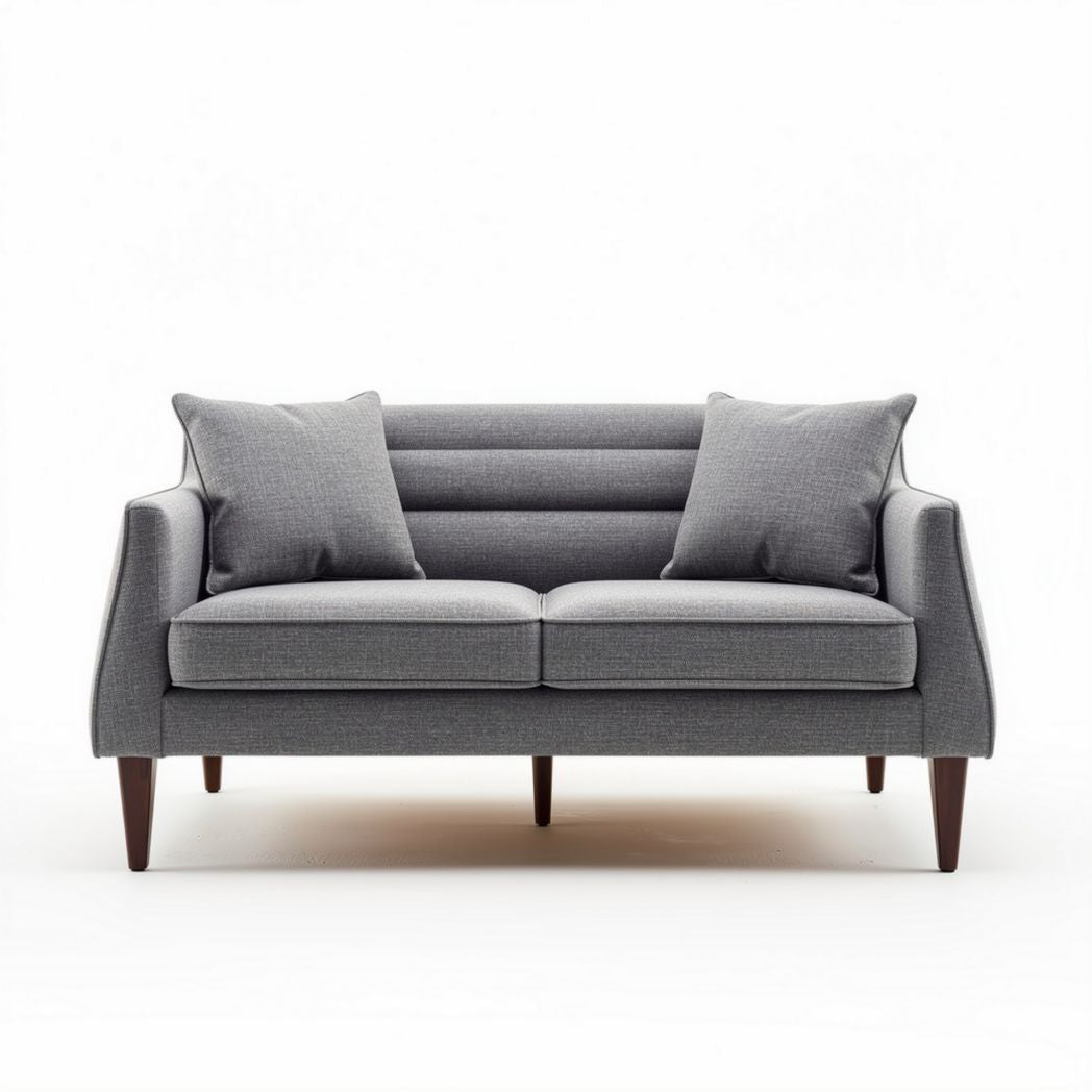 Sofá de dos plazas gris con cojines 200 x 90 x 85cm en tejido suave