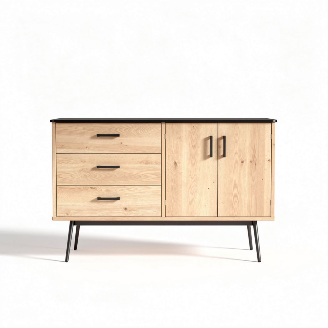 Mueble de almacenamiento de madera con puertas y tres cajones 120 x 40 x 75cm